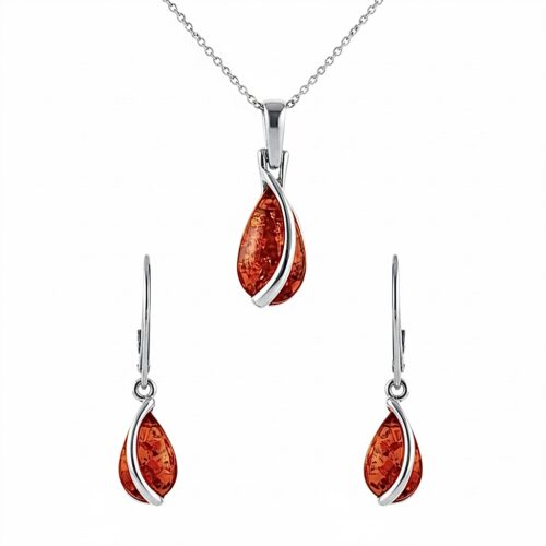 Photoroom_20260327_111938 Komplet - Kolczyki i wisiorek srebrny z koniakowym bursztynem