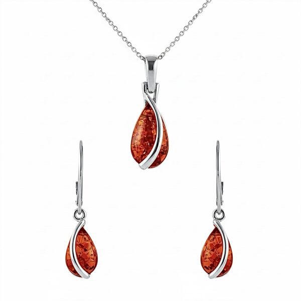 Photoroom_20260327_111938 Komplet - Kolczyki i wisiorek srebrny z koniakowym bursztynem