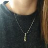 Wisiorek Srebrny z Zielonym Bursztynem - Podłużny