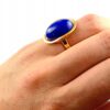Pierścionek złoty z dużym lapisem lazuli - Srebro pozłacane 925 - Piękny elegancki
