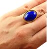 Pierścionek złoty z dużym lapisem lazuli - Srebro pozłacane 925 - Piękny elegancki