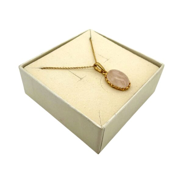 WISIOREK ZŁOTY Z NATURALNYM KWARCEM RÓŻOWYM SREBRO POZŁACANE 925