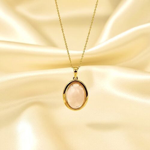 WISIOREK ZŁOTY Z KWARCEM RÓŻOWYM SREBRO POZŁACANE 925