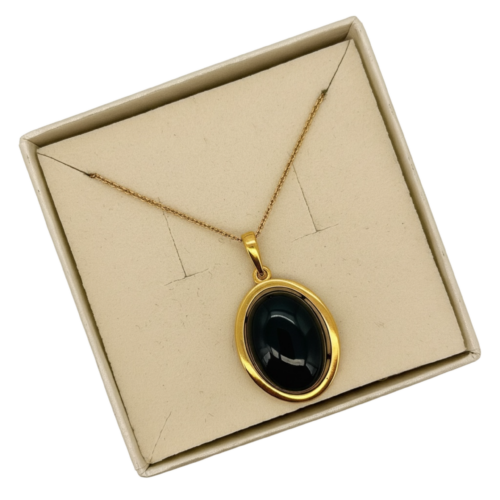 WISIOREK ZŁOTY Z ONYKSEM SREBRO POZŁACANE 925