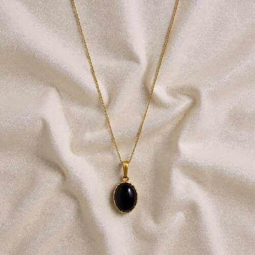 WISIOREK ZŁOTY Z NATURALNYM ONYSKEM SREBRO POZŁACANE 925