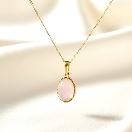 WISIOREK ZŁOTY Z NATURALNYM KWARCEM RÓŻOWYM SREBRO POZŁACANE 925