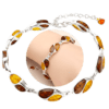 Elegancka bransoletka srebro 925 z naturalnym bursztynem bałtyckim | Regulowana