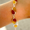 Elegancka bransoletka srebro 925 z naturalnym bursztynem bałtyckim | Regulowana