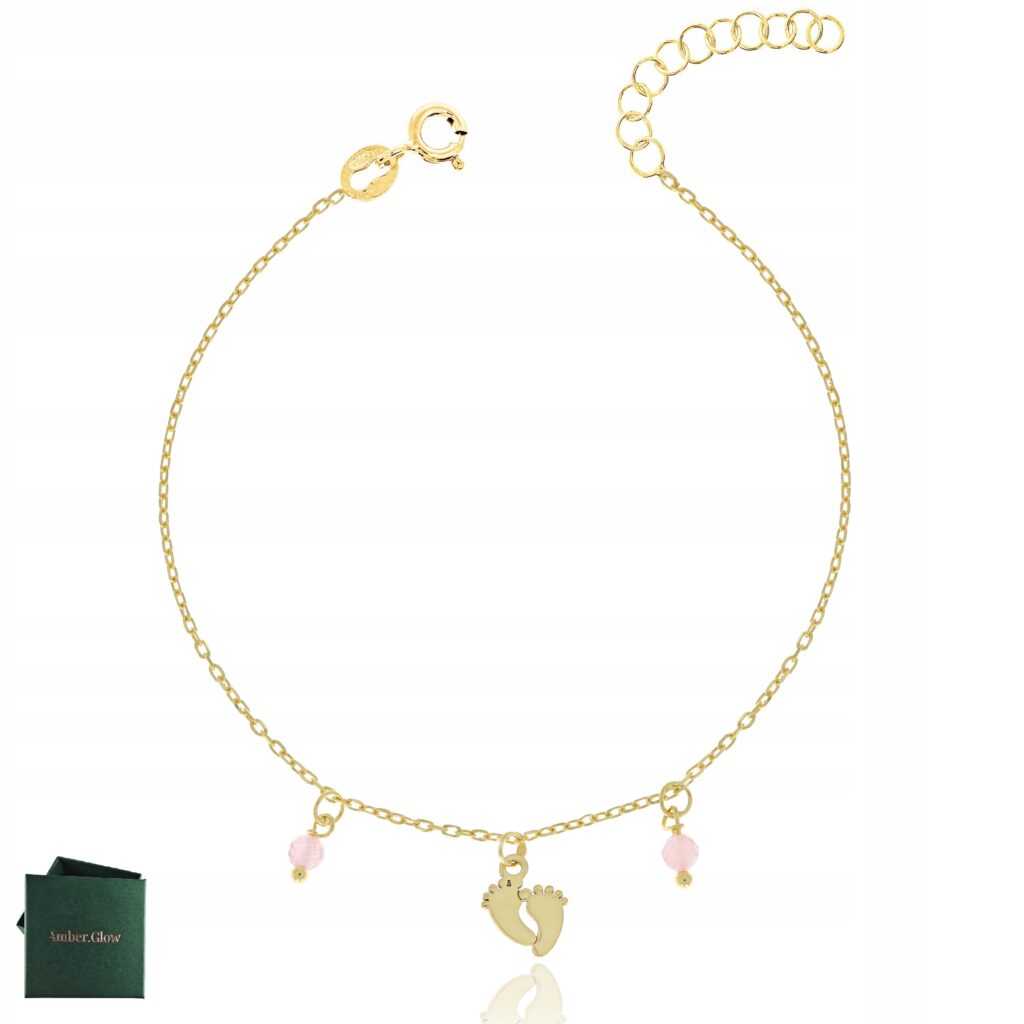 bransoletka pozłacana stópki z kryształem