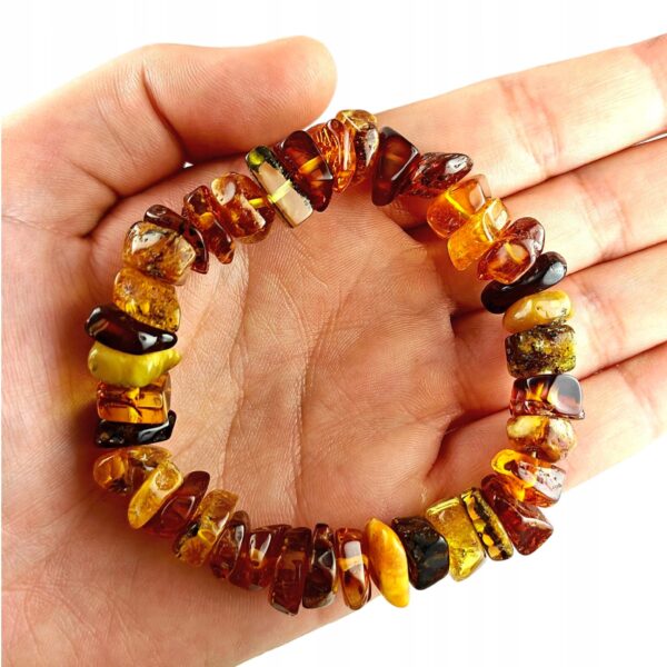 Bransoletka z certyfikowanym bursztynem - bursztyn szlifowany - Bransoletka na gumce