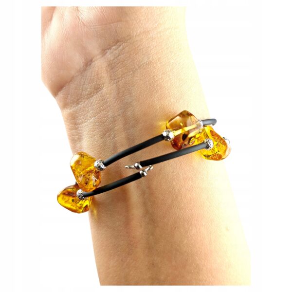 0637a36c8a9c6420a173b3991816b32c.jpg Bransoletka srebrna ze stali z certyfikowanym bursztynem - regulowana