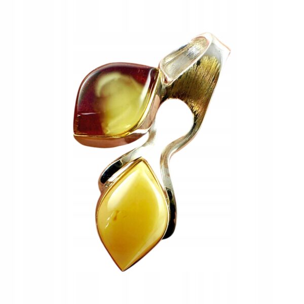 06d1189ffeb5cba04cd8587f285ef725.jpg Niepowtarzalny wisiorek srebrny z dużym zielonym oraz wiśniowym bursztynem - unikat - Srebro 925