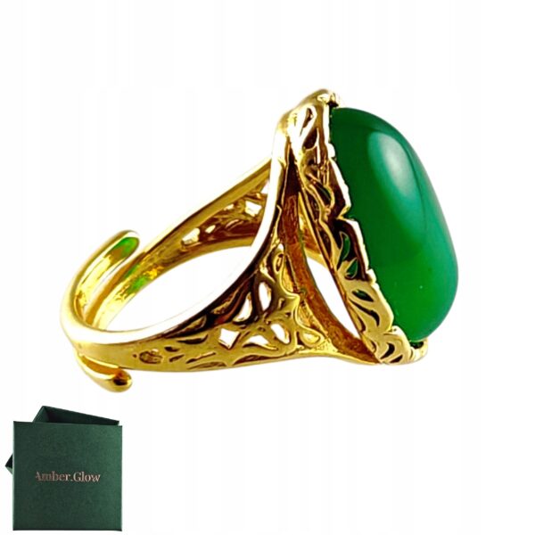 0eb1796206fe61ea3a81f3274d44d236.jpg ZŁOTY PIERŚCIONEK Regulowany z AGATEM PIĘKNY ELEGANCKI SREBRO Pozłacane