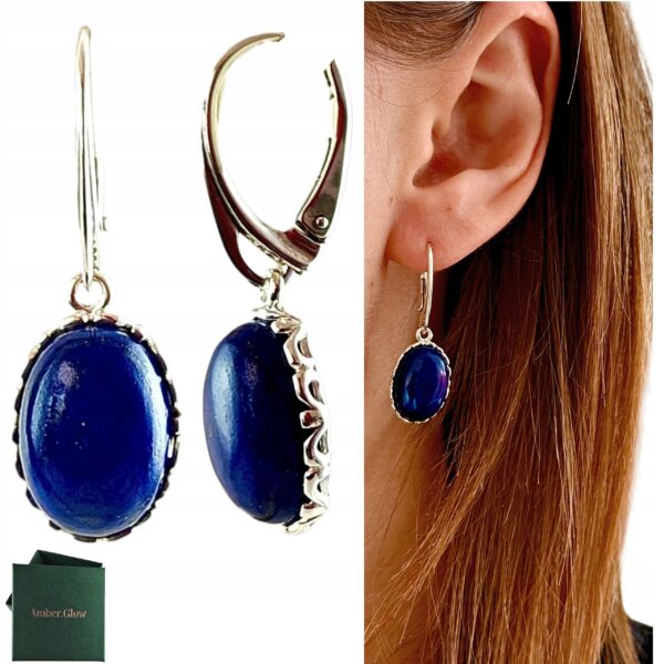 0fc1dab241489698ffe8dace6feedff5.jpg KOLCZYKI SREBRNE z LAPISEM DELIKATNE PIĘKNE WISZĄCE ZAPIĘCIE ANGIELSKIE