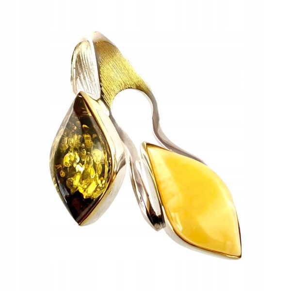 19c964e5d8b8298f0fd410ab75953725.jpg Niepowtarzalny wisiorek srebrny z dużym zielonym oraz mlecznym bursztynem - unikat - Srebro 925