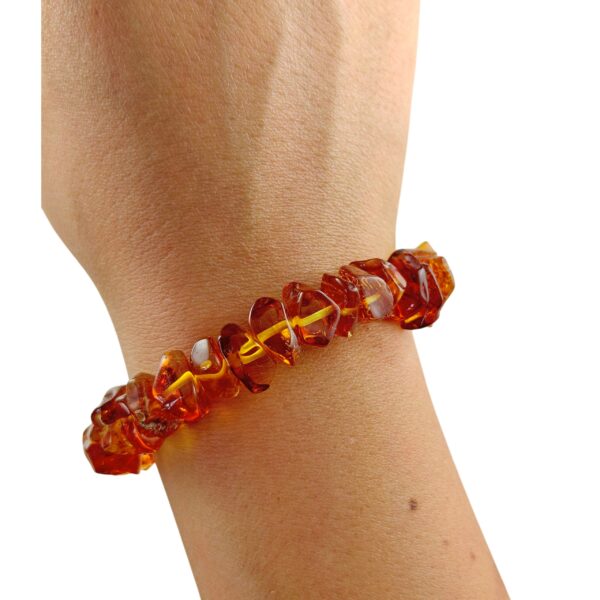 Bransoletka z certyfikowanym bursztynem - bursztyn szlifowany - Bransoletka na gumce