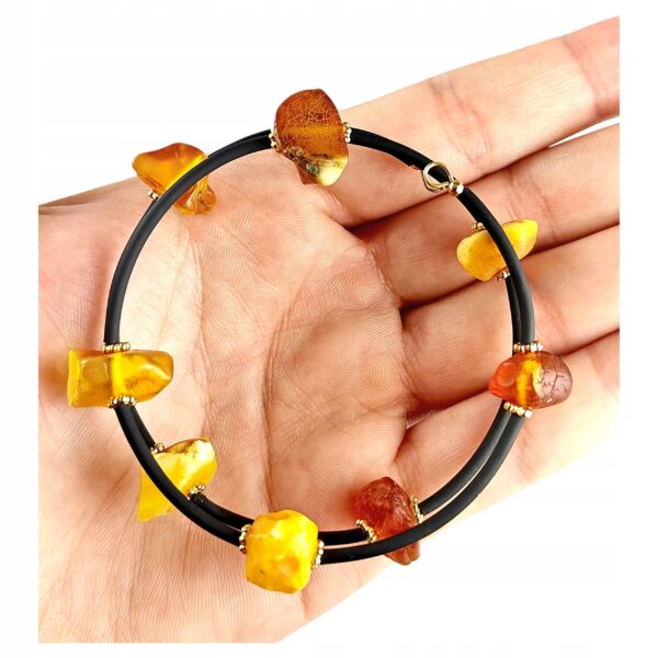 31795d4550bcffe2522515ef5761a7b0.jpg Bransoletka złota ze stali z certyfikowanym bursztynem - regulowana