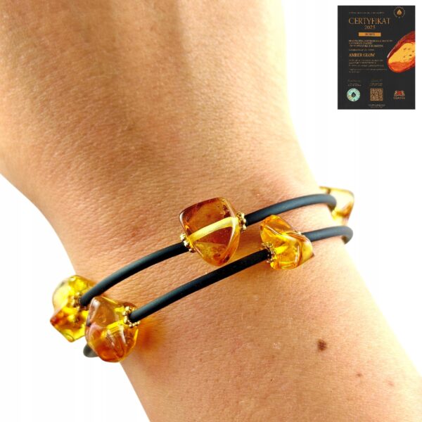 3991c0f1d5ee99d7928796fc9d1d3668-1.jpg Bransoletka złota ze stali z certyfikowanym bursztynem - regulowana