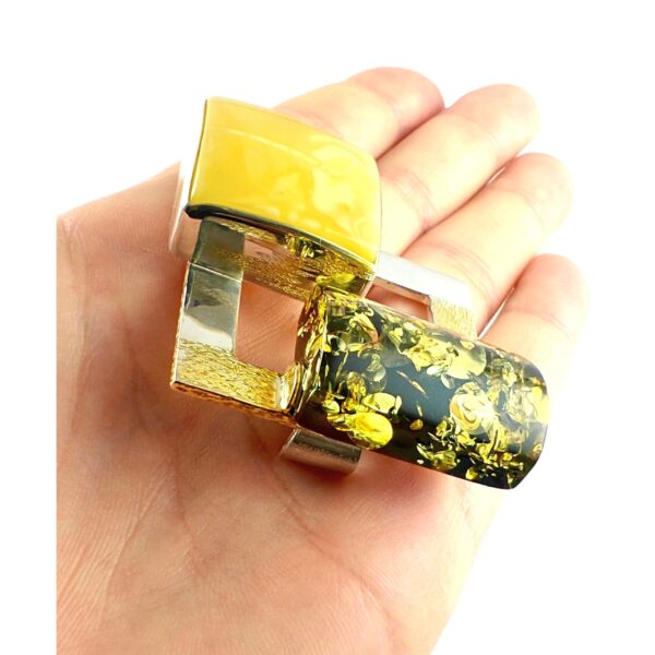 3b719f9fef6089c3ae2cf2c2fd983baf.jpg Niepowtarzalny wisiorek srebrny z dużym zielonym oraz mlecznym bursztynem - unikat - Srebro 925