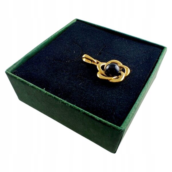 3ff57c7f3d1fe3a79149d39b3e11a7e4.jpg WISIOREK ZŁOTY z ONYKSEM ŚLICZNY DELIKATNY PIĘKNY SREBRO POZŁACANE 925