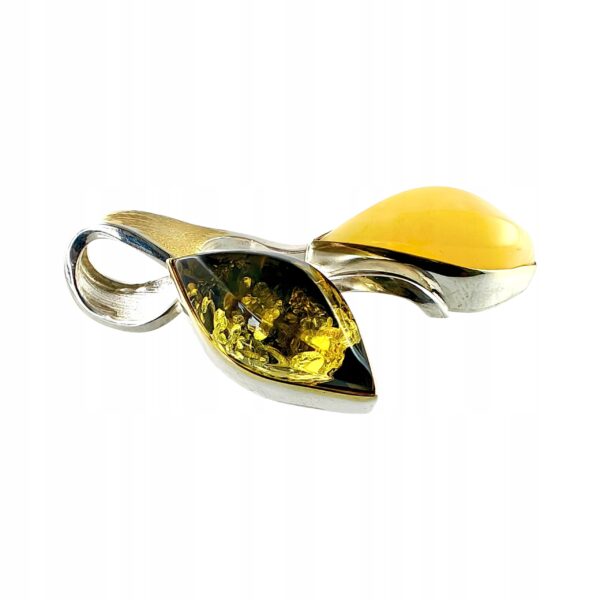 44fbefe1233591796dc91e6dfa4d8de6.jpg Niepowtarzalny wisiorek srebrny z dużym zielonym oraz mlecznym bursztynem - unikat - Srebro 925