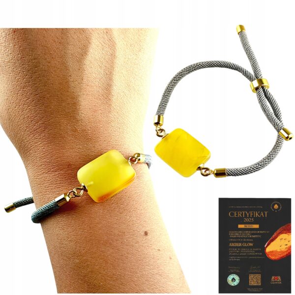 453975cf2a8f93708b949dd67f884b99.jpg Bransoletka na sznurku z naturalnym mlecznym bursztynem - regulowana