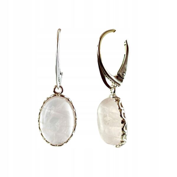 KOLCZYKI SREBRNE z KWARCEM DELIKATNE PIĘKNE WISZĄCE ZAPIĘCIE ANGIELSKIE