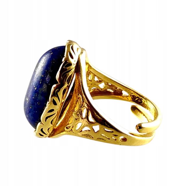 501d47a51c892bb290fcbd41ee4208aa.jpg ZŁOTY PIERŚCIONEK Regulowany z LAPISEM PIĘKNY ELEGANCKI SREBRO Pozłacane