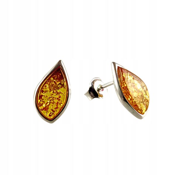 546a562750b69353349f375529d161f9.jpg Kolczyki srebrne z bursztynem - klasyczne - srebro 925 - sztyft