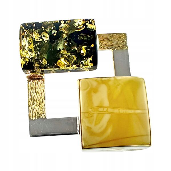 58a61e818521ccec41defe5a0e55aa6e.jpg Niepowtarzalny wisiorek srebrny z dużym zielonym oraz mlecznym bursztynem - unikat - Srebro 925