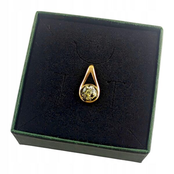 Wisiorek złoty z bursztynem - srebro pozłacane 925 - delikatny śliczny