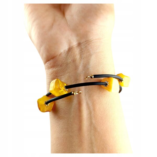 5d116bbb02d80bcf3770836d37e434dd.jpg Bransoletka złota ze stali z certyfikowanym bursztynem - regulowana