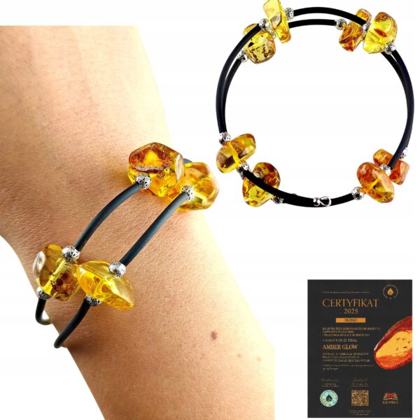 5e38325fd3dc4d003890d836d57a76ef.jpg Bransoletka srebrna ze stali z certyfikowanym bursztynem - regulowana