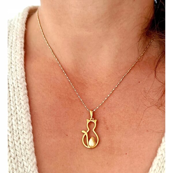 6abecb155b56944816bf90824ee1e900.jpg WISIOREK ZŁOTY KOT z CERTYFIKOWANYM BURSZTYNEM SREBRO POZŁACANE 925 KOTEK