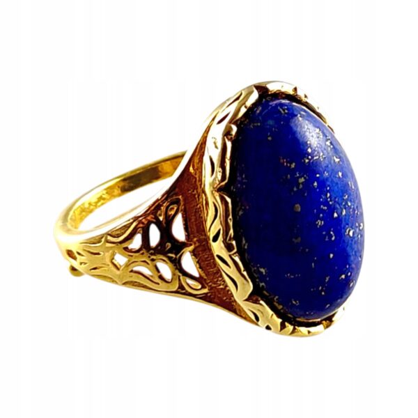 6b66772dd95a0204313c80dead87f5b3.jpg ZŁOTY PIERŚCIONEK Regulowany z LAPISEM PIĘKNY ELEGANCKI SREBRO Pozłacane