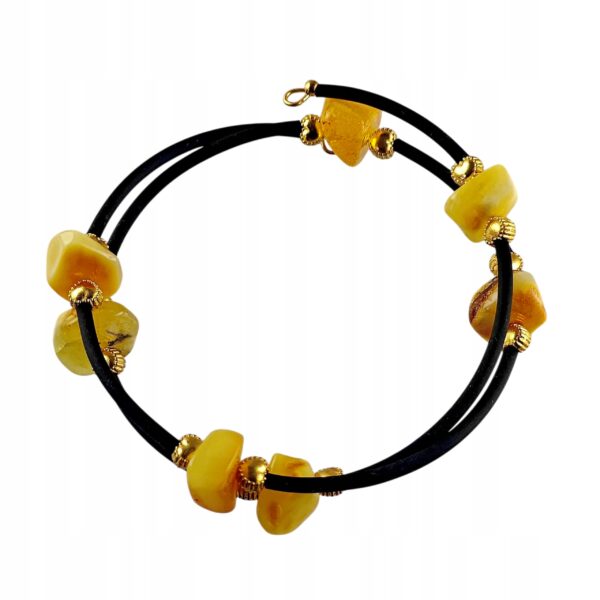 6eb0a0f7b289d6388a30660abeacb5a9.jpg Bransoletka złota ze stali z certyfikowanym bursztynem - regulowana