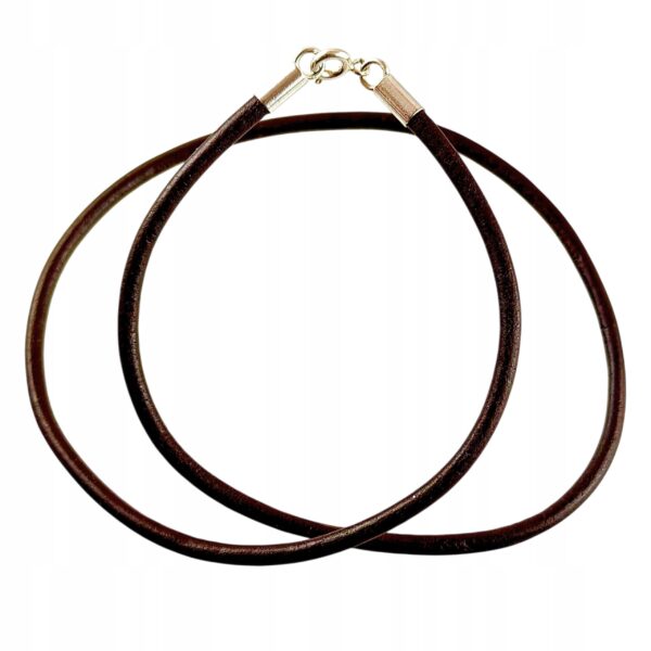 RZEMIEŃ SREBRNY SKÓRZANY GRUBY 3 MM RZEMYK ze SKÓRY Bydlęcej 50 CM BRĄZOWY