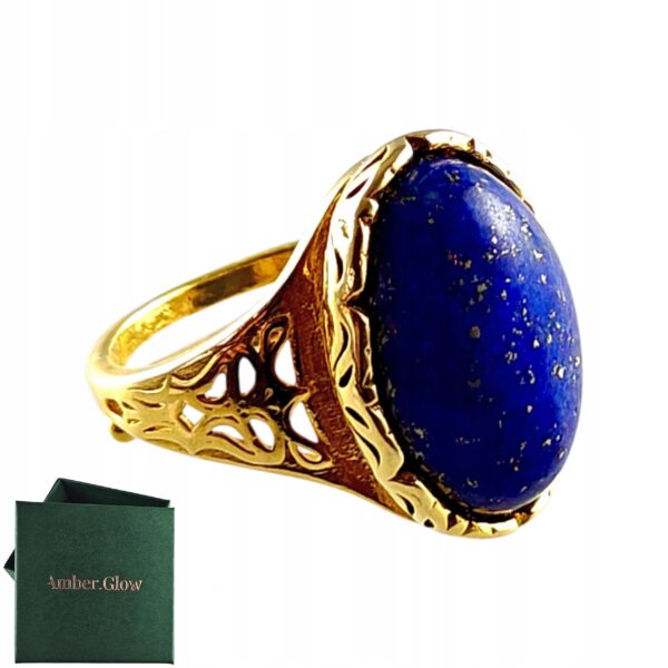 7b16e51ad7b0e64a3ac540c75abe224f.jpg ZŁOTY PIERŚCIONEK Regulowany z LAPISEM PIĘKNY ELEGANCKI SREBRO Pozłacane