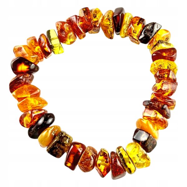 Bransoletka z certyfikowanym bursztynem - bursztyn szlifowany - Bransoletka na gumce