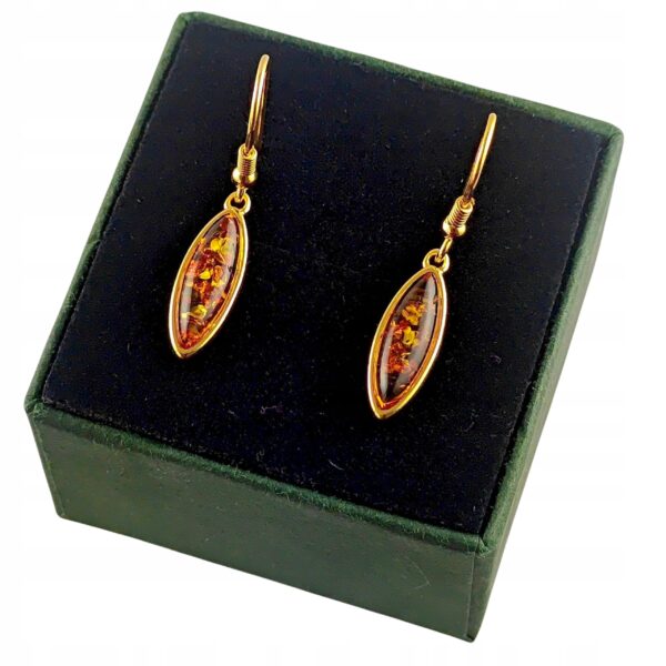 8002896b156b18d9a07187db979b6ce5.jpg KOLCZYKI ZŁOTE z CERTYFIKOWANYM Bursztynem Długie Bigiel Srebro POZŁACANE