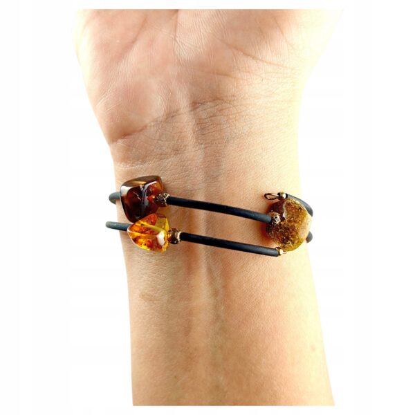 815c813cc3169991ecdae265cb665abd.jpg Bransoletka srebrna ze stali z certyfikowanym bursztynem - regulowana