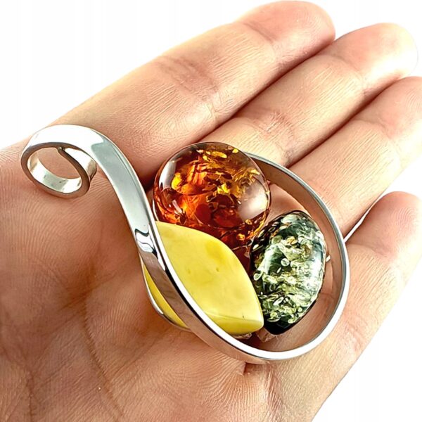 88a0093b473fac826ac2b18d55e7f078.jpg Niepowtarzalny wisiorek srebrny z bursztynem - unikat - Srebro 925 - MIX Koniak Zielony Mleczny