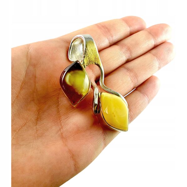 89dc2d2da0e9c17eeaa88b6e0d67df68.jpg Niepowtarzalny wisiorek srebrny z dużym zielonym oraz wiśniowym bursztynem - unikat - Srebro 925