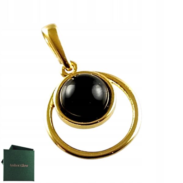 8f625b40d079ead64dcace713e1b2f1d-1.jpg WISIOREK ZŁOTY z ONYKSEM ŚLICZNY DELIKATNY PIĘKNY SREBRO POZŁACANE 925