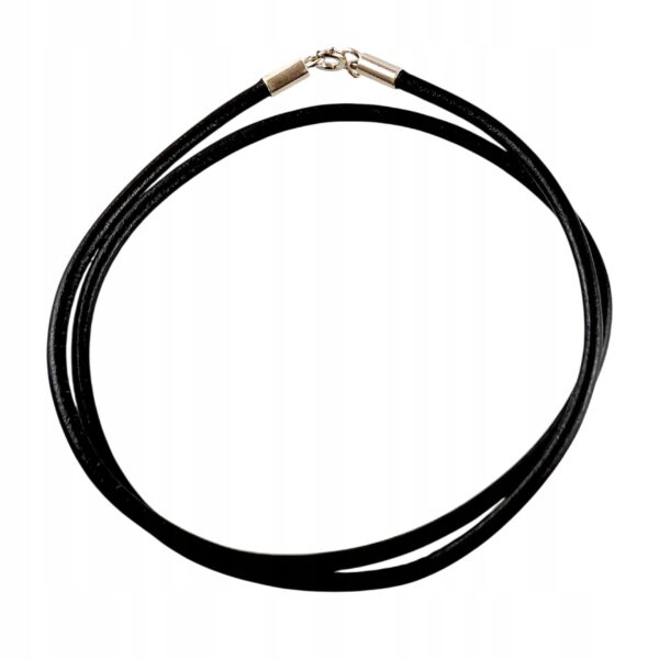 RZEMIEŃ SREBRNY SKÓRZANY GRUBY 3 MM RZEMYK ze SKÓRY Bydlęcej 50 CM CZARNY