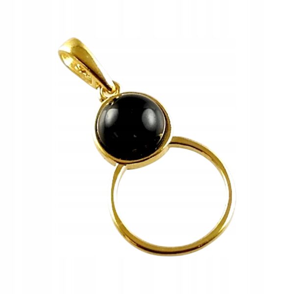 9e51d591b87b3c9eb252e0ba252ec1fe-1.jpg WISIOREK ZŁOTY z ONYKSEM ŚLICZNY DELIKATNY PIĘKNY SREBRO POZŁACANE 925