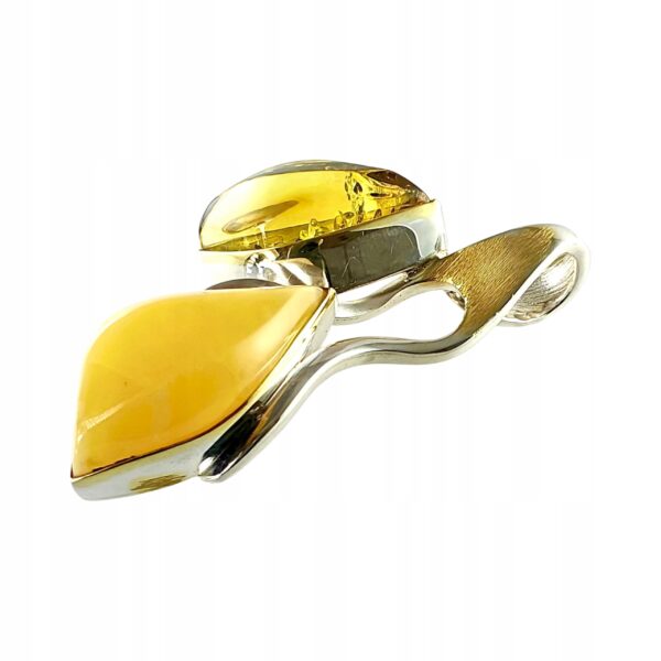 9fa8dce72b8e2fecdd51ff242363c19c.jpg Niepowtarzalny wisiorek srebrny z dużym zielonym oraz mlecznym bursztynem - unikat - Srebro 925