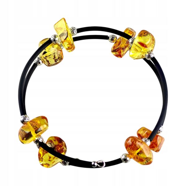 9fc49a01bdcb84a8ad5d6f8d3e15e7f8.jpg Bransoletka srebrna ze stali z certyfikowanym bursztynem - regulowana