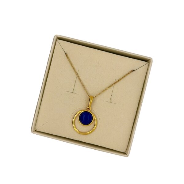 WISIOREK ZŁOTY z LAPISEM LAZULI – OKRĄGŁY – SREBRO POZŁACANE 925