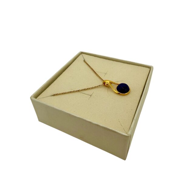 WISIOREK ZŁOTY z LAPISEM LAZULI – MINIMALISTYCZNY – SREBRO POZŁACANE 925